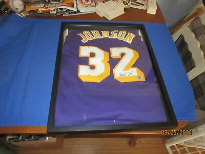 Magic Johnson Los Angeles Lakers Framed Signed Purple Jersey W/ Magic Hologram • $69.99