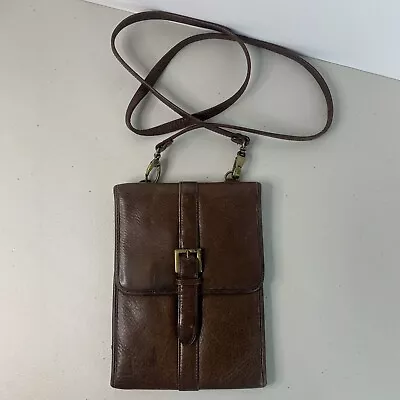 Eddie Bauer Brown Leather Crossbody Wallet Travel Bag Organizer • $13.99