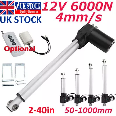 6000N Linear Actuator 12V DC Electric Linear Motor For Door Opener 50-1000mm UK • £22.79