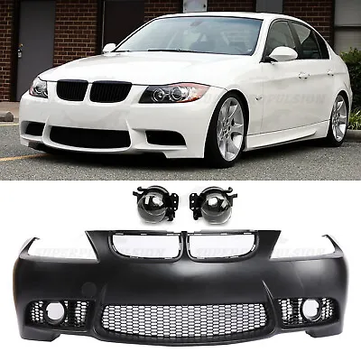 M3 Style Front Bumper +Fog Light Fit  BMW E90 E91 4dr 3-Series 06-08 • $430.70