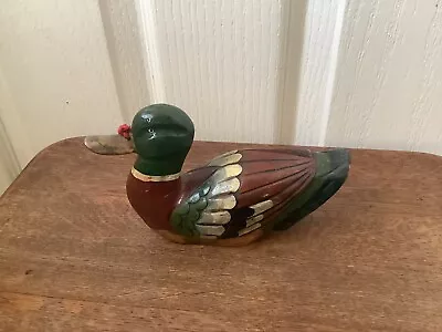 Vintage Decoy Wooden Painted Mallard Duck Decoy Ornament • £9.99