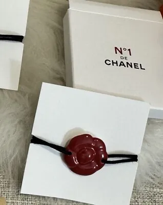 Authentic Chanel Beauty Red Camellia Ceramic Bracelet Adjustable Camelia Novelty • $55