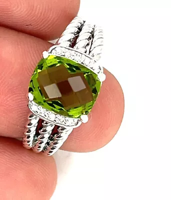 David Yurman Petite Wheaton Peridot  Sterling Silver 925 Diamonds Size 9 • $295