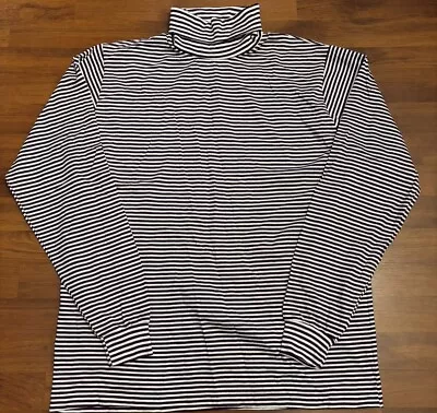 Lands End Vintage 90’s Turtleneck Purple Striped Cotton Shirt USA Made Size XL • $34.99