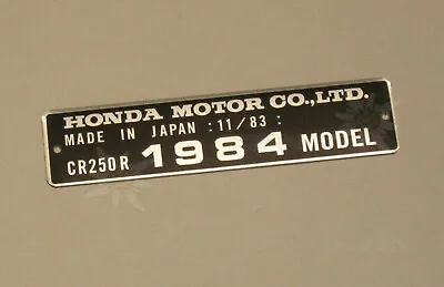 Honda CR250R 1984 Model 11/83 Data Plate Frame Head Tube ID Registration Parts • $34.04