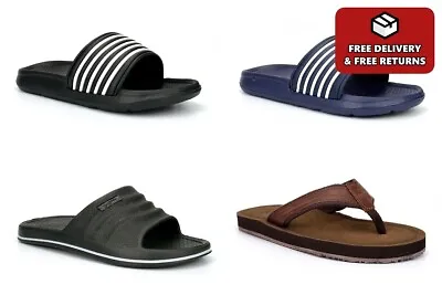 Mens Summer Sandals Mens Flip Flops Mens Mules Toe Post Leather Effect Size • £15.39