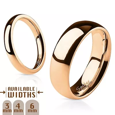 Stainless Steel Rose Gold Plated Plain Wedding Band Ring 3mm 4mm 6mm Size 5-13 • $8.99