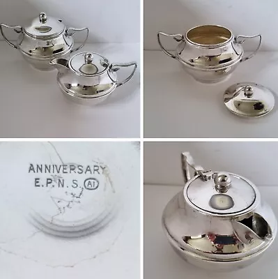 Vintage Anniversary A1 EPNS Silver Plate Lidded Sugar Bowl And Milk Jug • £10.99