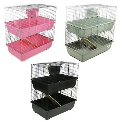 2 Tier Indoor Rabbit Cage 100cm Guinea Pig Wooden Ramp Hutch - Brand New • £73.14