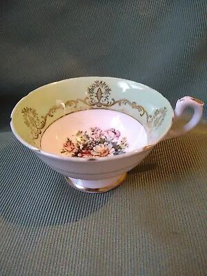 Salisbury Bone China Cup Green Gold Floral Base 5.5x10.5cm • £13.99