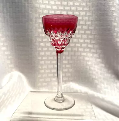 $24 • Buy Val St Lambert Cordial Cranberry Pink Cut To Clear Crystal Bohemian