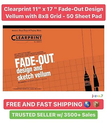 ✏️ Clearprint Design & Sketch Vellum Pad Fade-Out Grid 11”x17” 50 Sheets New 🖊️ • $36.01