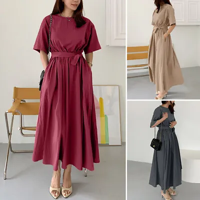 $40.65 • Buy ZANZEA Womens Short Sleeve A Line Plain Casual Holdiay Kaftan Long Maxi Dress AU