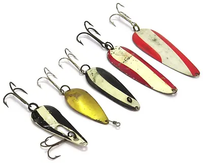 Aitken Nebco Dardevle And Unbranded Vintage Jig Spoon Fishing Lures Lot Of 5 • $25.99