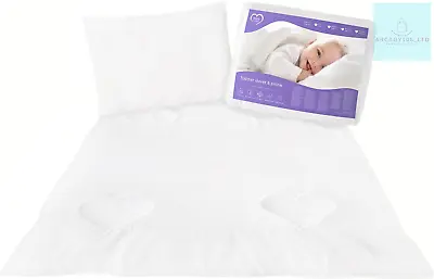 Baby Comfort Quilted Duvet And Flat Pillow Set 80x70 Cm For Newborn Crib Or Pram • £16.48