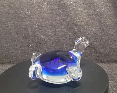 Vtg Hand Blown Cobalt Murano Style Glass Turtle Paperweight  • $22