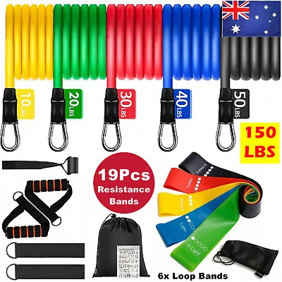 New 11/19PCS Resistance Band Set Yoga Pilates Exercise Gym Fitness Workout Tube • $17.99