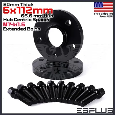 2x 5mm Wheel Spacers Kt 5x100 5x112 & 10 Extended Bolts Ball Seat 57.1