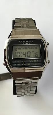 Vintage Caravelle Bulova LCD Alarm Watch Steel Cal. 3226.10 Rare Caravelle LCD 1 • $109.24