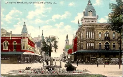 Mariposa Street Looking Westward FRESNO California Postcard - Benham • $5