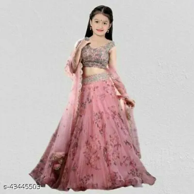 $43.42 • Buy Girls Lehenga Choli Indian Ethnic Party Wear Lengha Chunri Frill Skirt Top Dress