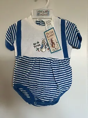 PETER RABBIT By JB Junior Vintage Blue Strip One-piece 6 Month 00 Jumpsuit NEW • $65