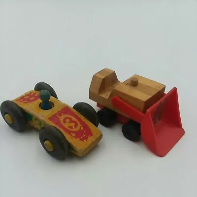 TOY Bundle - VINTAGE WOODEN PLOW TRUCK MATTEL 1971 8700-01 And VINTAGE RACECAR • $12.99