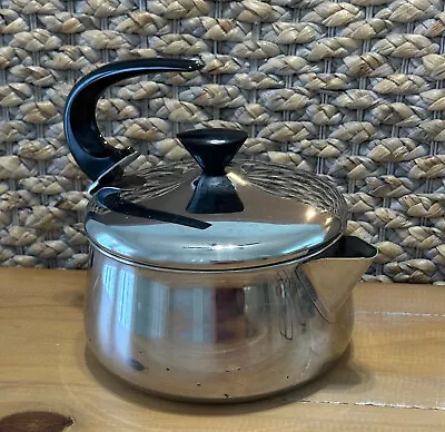 Vtg Farberware 2 Quart Widemouth Tea Kettle Pot Mid Century Modern Curve Handle • $28