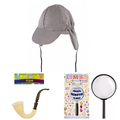 Sherlock Holmes Detective 3pc Fancy Dress Costume World Book Day Accessories • £10.95