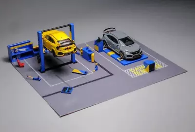 Micro Turbo 1/64 GARAGE- TOOLS - DYNO - LIFT - JACK Diorama Die Cast -BLUE- • $31.99