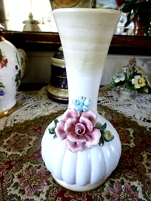 Vintage Capo Di Monte Long Neck  Vase 22cm Tall • £10