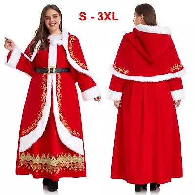 Deluxe Classic Mrs Claus Christmas Costume Xmas Party Santa Claus Cosplay Dress • $39.99