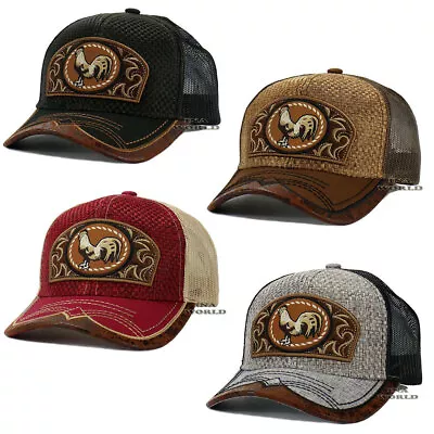 ROOSTER Hat Straw Cap Mesh Trucker Snapback MEXICO Western Style Baseball Cap • $16.85