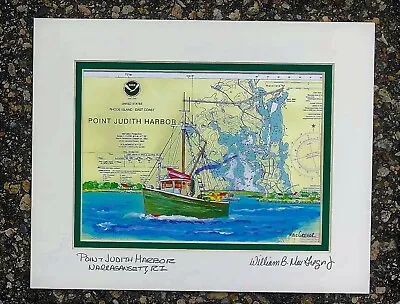 Point Judith Harbor Art Print Fishing Trawler Boat Narragansett Wall Decor Gift • $9.49