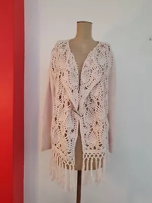 Odd Molly Crochet Cardigan Knit Coat Beige Rose Size 1  Oversized Cut • $49