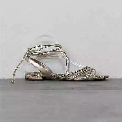 Sam Edelman Tihana Molten Gold Womens Strappy Rope Flats Sandals Sz 9.5 • $36