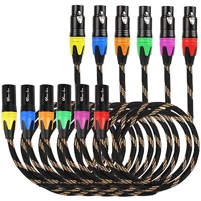 1FT 6PCS Microphone Cable Male To Female 3-Pin Balanced Shielded XLR Cable Fo... • $40.77