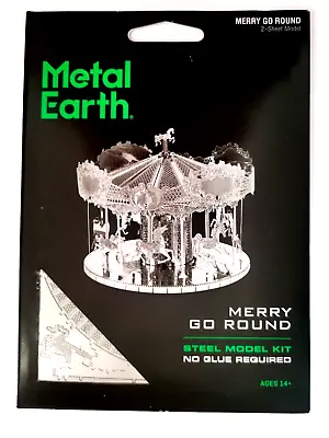 Fascinations Metal Earth Merry Go Round 3D Laser Cut Steel Puzzle Model Kit • $11