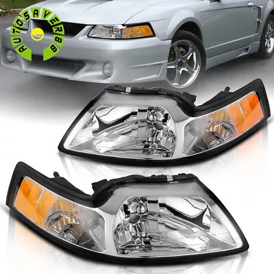 Headlights For 1999-2004 Ford Mustang Replacement Head Lamps Left+Right 99-04 • $58.90