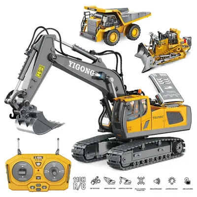 1:24 RC Excavator Dump Truck Bulldozer Construction Toys Remote Control Crawler • $32.69
