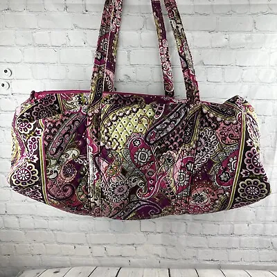 Vera Bradley Heather Large Duffel Purple Pink 26” Paisley Weekender Bag • $45.08
