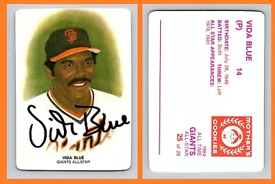 VIDA BLUE 1984 Mothers Cookies Autographed MLB Card W/ Authentic Signature • $6.99
