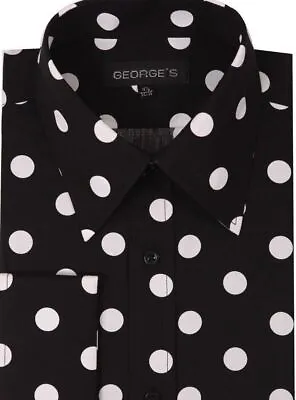 Men's 100% Cotton Polka Dot Design Dress Shirt Style AH616 • $21.95