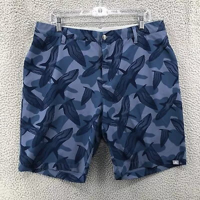 Adidas Golf Shorts Casual Chino Camo Birds All Over Print Mens Size 36 Blue 8365 • $24.95