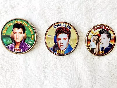 Lot Of 3 Elvis Presley Coin Collection Mystic Stamp Colorized Quarters • $8