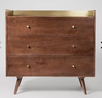 Fresco Chest Of Drawers Light Brown Mango Wood & Brass • £480