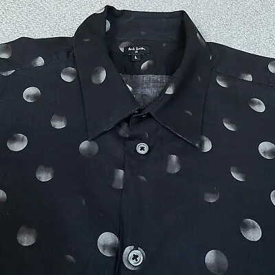 PS PAUL SMITH Shirt Mens Large Black Spotted Polka Dot Long Sleeve Button Up • £45