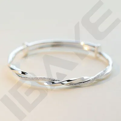 Women 925 Sterling Silver Bracelet Bangle Love Charm Ladies Jewellery Gift UK • £5.49