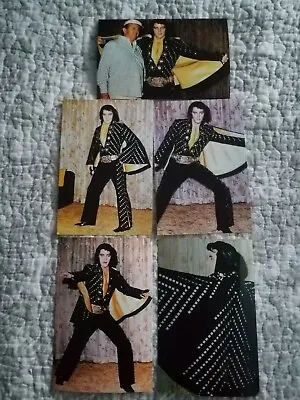 Elvis Presley 5 Photo Set Poses In  Black Jumpsuit With Cape Backstage 1972 • $3.99