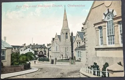 Okehampton Fair Place & Wesleyan Church Street Scene Valentines Postcard 1908 • £3.95